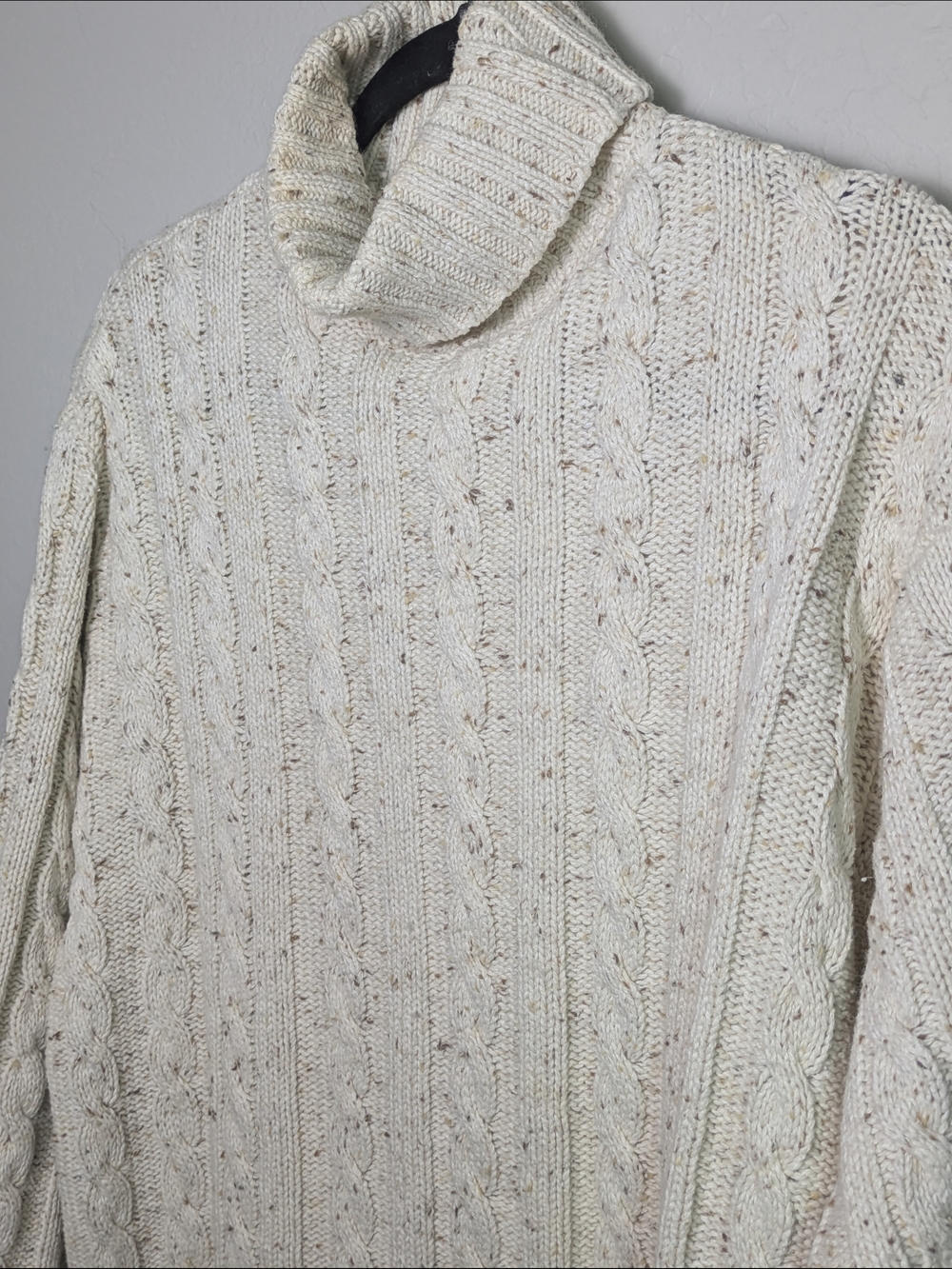 Northern Reflections Fisherman Cable Knit Cotton/Wool L Oatmeal Neutral Bohemian